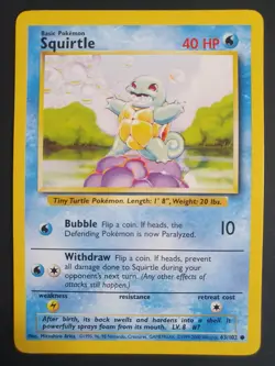 Squirtle 63/102 - Base Set 1 - Pokemon Card - Excellent Condition - Image 1