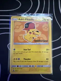 Pokemon Ash’s Pikachu SM110 Promo Card Sun & Moon Lp - Image 1