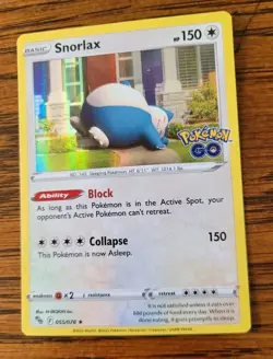 Snorlax 055/078 HOLO RARE Pokemon Go TCG Card NM Near Mint Foil Stamped 2022 - Image 1