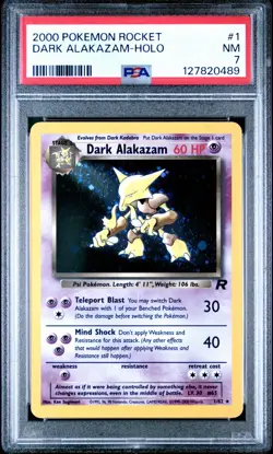 Pokemon Dark Alakazam #1 PSA 7 - Team Rocket 2000 Holo - Vintage WOTC Card - Image 1