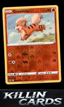 Reverse Holofoil Growlithe 019/195 Pokemon Common SWSH12: Silver Tempest Card NM - Image 1