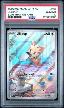 PSA 10! 2025 POKEMON WHT EN-WHITE FLARE ILLUSTRATION RARE #154 LILLIPUP - Image 1
