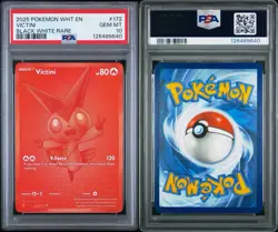 2025 POKEMON WHT EN-WHITE FLARE BLACK WHITE RARE #172 VICTINI PSA 10 - Image 3