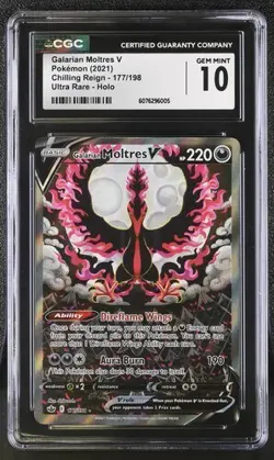 2021 Pokemon Chilling Reign 177/198 Galarian Moltres V Alt Art CGC 10 Gem Mint - Image 1