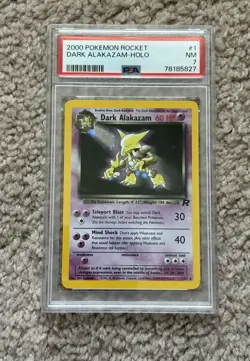 PSA 7 2000 Pokemon Team Rocket Dark Alakazam Holo 01/42 Near Mint Pokemon TCG - Image 1