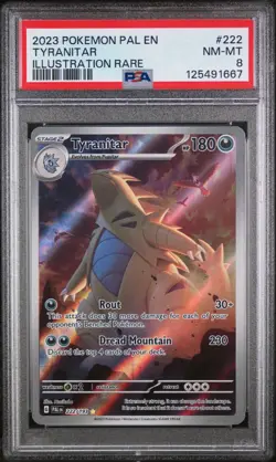 2023 POKEMON PAL EN-PALDEA EVOLVED ILLUSTRATION RARE 222/193 TYRANITAR PSA 8 - Image 1