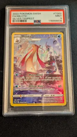 2022 POKEMON SWORD & SHIELD SILVER TEMPEST #TG02 FULL ART MILOTIC PSA 9 MINT - Image 1