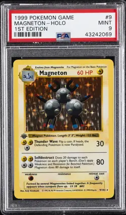 1999 POKEMON GAME 1ST ED #9 MAGNETON-HOLO PSA 9 - Image 1