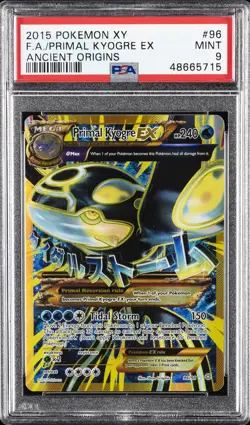 2015 POKEMON XY ANCIENT ORIGINS #96 FULL ART/PRIMAL KYOGRE EX PSA 9 - Image 1