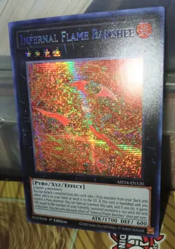 Yugioh! 1x Infernal Flame Banshee MP24-EN120 Prismatic Secret Rare 1st Ed - Image 1