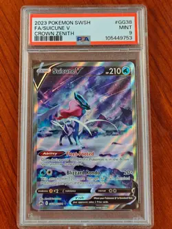 2023 Pokemon Card SWSH Crown Zenith Full Art - Suicune V GG38/GG70 PSA 9 - Image 1