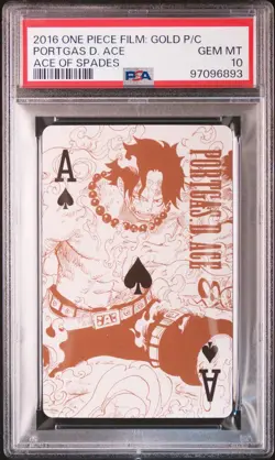 2016 ONE PIECE FILM: GOLD PLAYING CARDS ACE OF SPADES PORTGAS D. ACE PSA 10 - Image 1