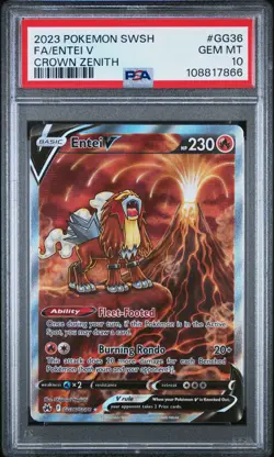PSA 10 Entei V GG36/GG70 Crown Zenith Galarian Gallery Holo Rare Pokemon Card - Image 1