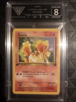 ponyta 64/82 team rocket 1st edition GETGRADED 8 NM Pokemon card NOT PSA - Image 1