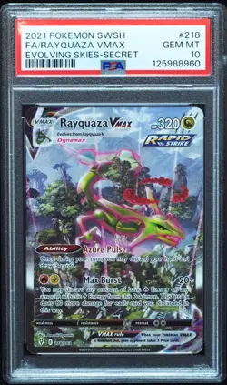 Rayquaza VMAX 218 PSA 10 Gem Mint Evolving Skies Pokemon Card ZR #960 - Image 1