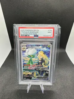 2025 POKEMON EN-DESTINED RIVALS 184 CYNTHIA'S ROSERADE ILLUSTRATION RARE PSA 9 - Image 1