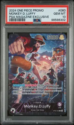 🎰👀 ONE PIECE MONKEY D. LUFFY #060 PROMO PSA MAGAZINE EXCLUSIVE PSA 10 - Image 1