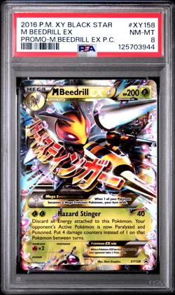 Pokemon XY MEGA BEEDRILL ex Black Star Promo XY158 ~ PSA 8 - Image 1