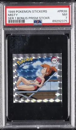 1999 POKEMON STICKERS SER 1 BONUS PRISM STICKERS #PR38 MISTY PSA 7 - Image 1