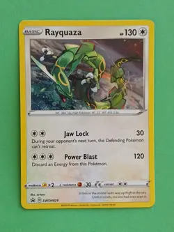 Pokemon Sword & Shield Celebrations Rayquaza SWSH 029 Promo Card Black Star Holo - Image 1