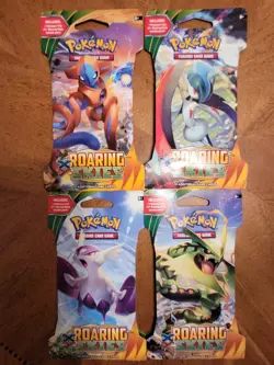 NEW Pokemon XY ROARING SKIES Sleeved Booster~Complete 4 Pack Art Set~SEALED~Rare - Image 1