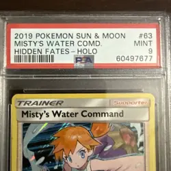 Pokemon TCG 2019 Hidden Fates Misty's Water Command 63/68 Holo Rare PSA 9 - Image 2