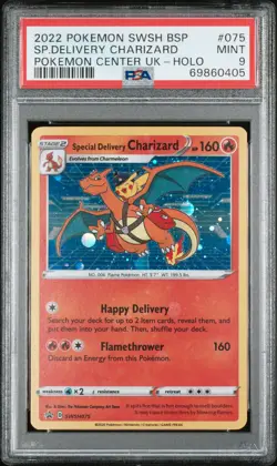 2022 POKEMON SWSH BLACK STAR PROMO #075 SPECIAL DELIVERY CHARIZARD-HOLO PSA 9 - Image 1