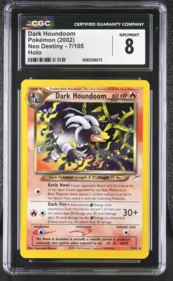 CGC 8 Dark Houndoom 2002 Neo Destiny 7/105 Holo SWIRL Pokemon Card - Image 1