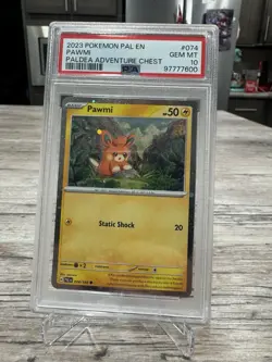 Pokemon Paldea Adventure Chest Pawmi 074/193 Cosmos Holo *221 PSA 10 - Image 1