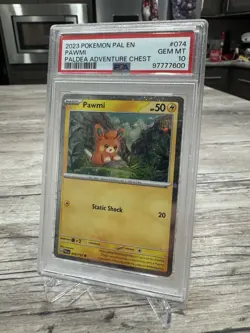 Pokemon Paldea Adventure Chest Pawmi 074/193 Cosmos Holo *221 PSA 10 - Image 2