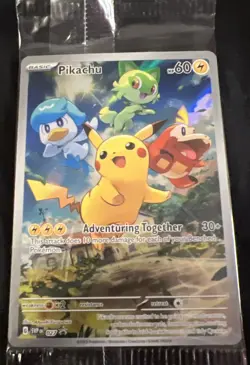 Pokemon Pikachu SVP 027 Scarlet & Violet Full Art Holo Black Star Promo- Sealed - Image 1