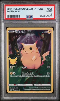 2021 Pokemon Pikachu 005/025 Celebrations Holo Full Art PSA 9 MINT (NEW CERT) - Image 1