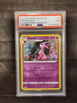 Espeon SWSH174 Fusion Strike 3 Pack Holo PSA 7 Black Star Promo 2021 Pokemon - Image 1