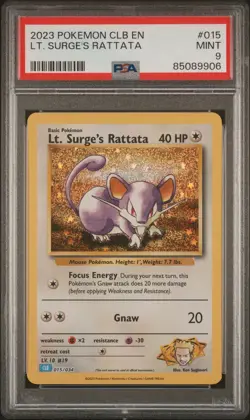 POKEMON CLASSIC LT. SURGE’S RATTATA HOLO CLB 015 PSA 9 ENG - Image 1