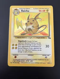 Raichu 14/62 Fossil Unlimited 1999 Pokemon Card Holo Rare NM - Image 1