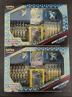 Pokemon Cards x2 Sealed Zacian Premium Figure Collection Crown Zenith Swsh - Image 1