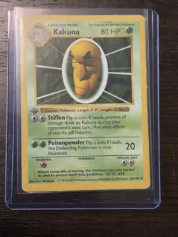 Pokemon TCG Kakuna Base Set Shadowless Card 33/102 1st Edition Uncommon - Image 1