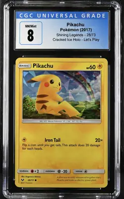 CGC NM/Mint 8 Pikachu 28/73 Cracked Ice Holo Pokemon 2017 Shinning Legends - Image 1