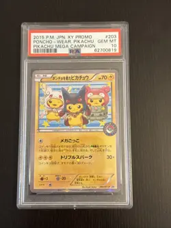PSA 10 Poncho Pikachu Mega Campaign 2015 Pokemon Promo Card - Image 1