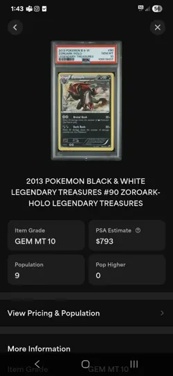 Pokemon TCG Zoroark Legendary Treasures 90/113 Holo Holo Rare POP 9 - Image 3