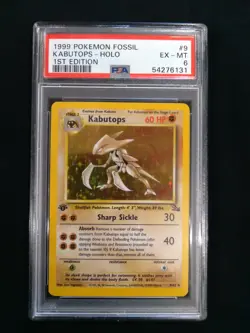Graded PSA 6 1999 Pokemon Fossil - Kabutops - HOLO 1st Edition #9 - Image 1