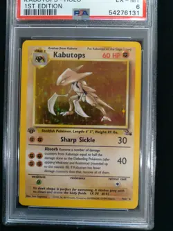 Graded PSA 6 1999 Pokemon Fossil - Kabutops - HOLO 1st Edition #9 - Image 2