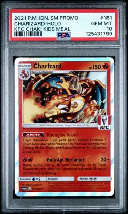 2021 POKEMON INDONESIAN SM PROMO KFC CHAKI KIDS MEAL #181 CHARIZARD-HOLO PSA 10 - Image 1