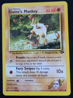 Pokemon TCG Blaine's Mankey Gym Challenge 63/132 Regular LP - Image 1