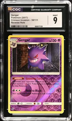 CGC 9 MINT Gengar 38/111 Reverse Holo Rare Crimson Invasion 2017 Pokemon Card - Image 1