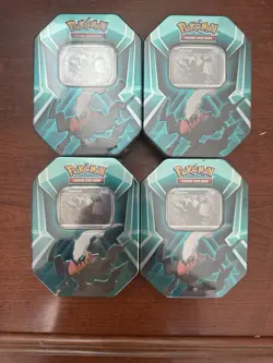 Pokemon TCG Triple Whammy Collector's Tin Darkrai Tin 4 PACK!! - Image 1