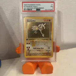 1999 Pokemon TCG Hitmonlee 07/62 1st Edition Holo Rare STAIN ERROR PSA 7 NM - Image 1