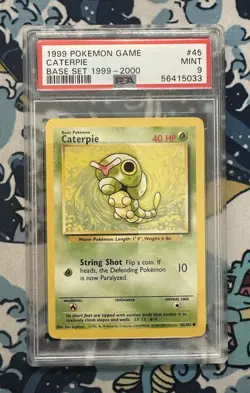 PSA 9 - Caterpie 45/102 Base Set 1999-2000 4th Print Pokemon TCG - Image 1