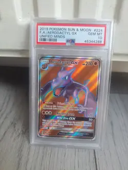 Pokemon Aerodactyl GX Full Art Card 224/236 Unified Minds Psa 10 Gem Mint - Image 1