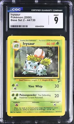 CGC 9 MINT Ivysaur 2000 Base Set 2 44/130 Pokemon Card - Image 1